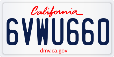 CA license plate 6VWU660