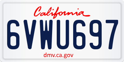 CA license plate 6VWU697