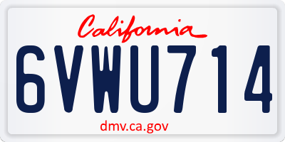 CA license plate 6VWU714