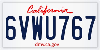 CA license plate 6VWU767