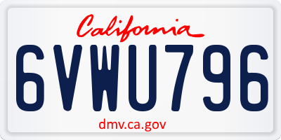 CA license plate 6VWU796