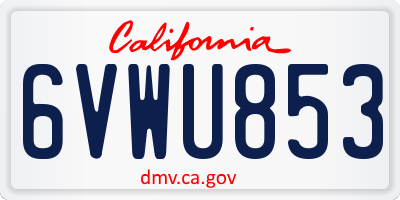 CA license plate 6VWU853