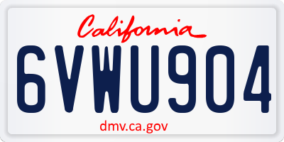 CA license plate 6VWU904