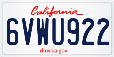 CA license plate 6VWU922