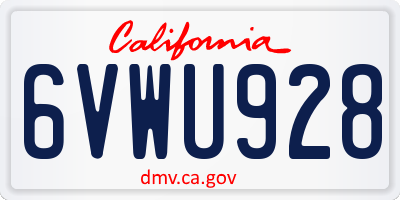 CA license plate 6VWU928