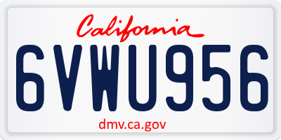 CA license plate 6VWU956