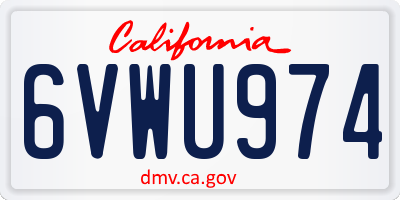 CA license plate 6VWU974