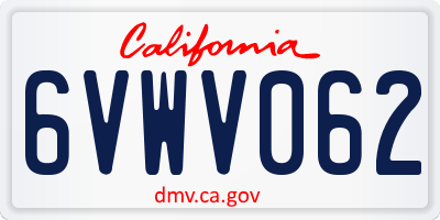 CA license plate 6VWV062