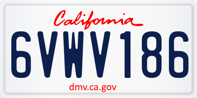 CA license plate 6VWV186