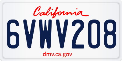 CA license plate 6VWV208