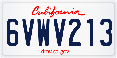 CA license plate 6VWV213
