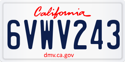CA license plate 6VWV243