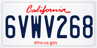 CA license plate 6VWV268