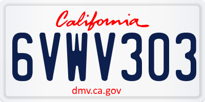 CA license plate 6VWV303