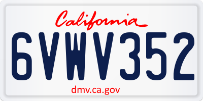 CA license plate 6VWV352