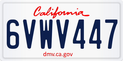 CA license plate 6VWV447