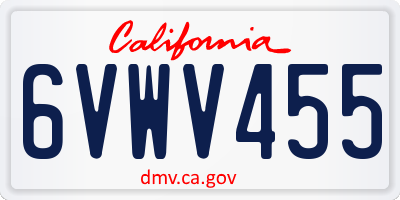 CA license plate 6VWV455
