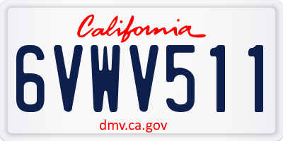 CA license plate 6VWV511