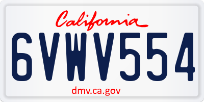 CA license plate 6VWV554