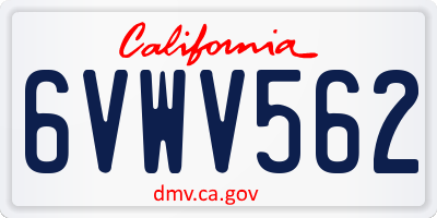 CA license plate 6VWV562