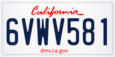 CA license plate 6VWV581
