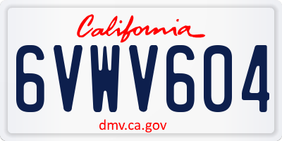 CA license plate 6VWV604