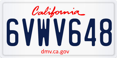 CA license plate 6VWV648