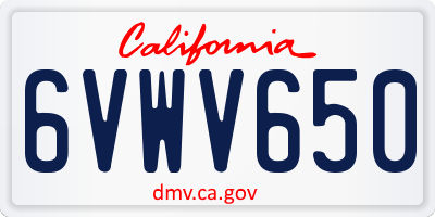 CA license plate 6VWV650