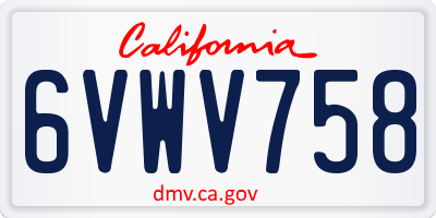 CA license plate 6VWV758
