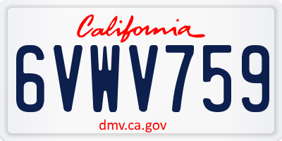CA license plate 6VWV759