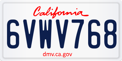 CA license plate 6VWV768