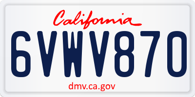 CA license plate 6VWV870