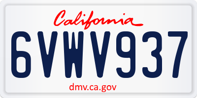 CA license plate 6VWV937