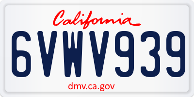 CA license plate 6VWV939