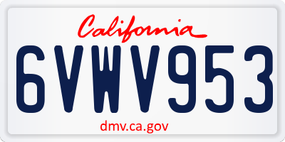 CA license plate 6VWV953