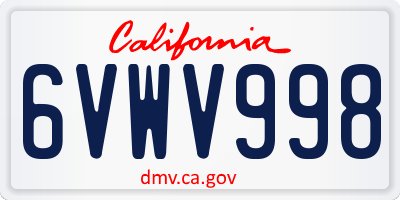 CA license plate 6VWV998
