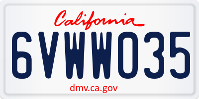 CA license plate 6VWW035