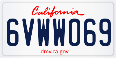 CA license plate 6VWW069