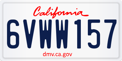 CA license plate 6VWW157