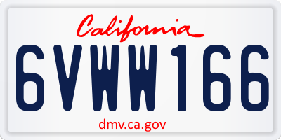 CA license plate 6VWW166