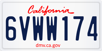 CA license plate 6VWW174