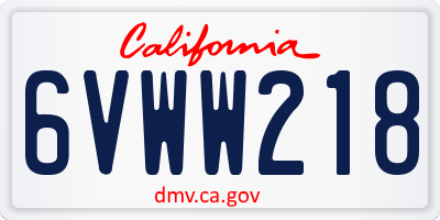 CA license plate 6VWW218
