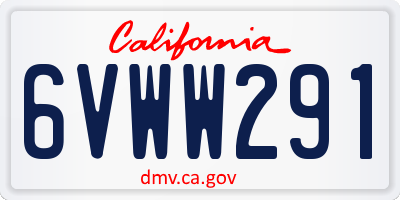 CA license plate 6VWW291