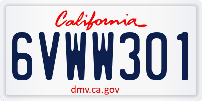 CA license plate 6VWW301
