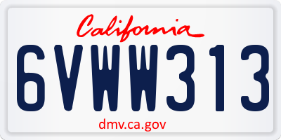 CA license plate 6VWW313