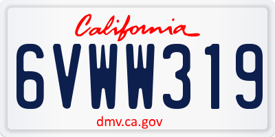 CA license plate 6VWW319