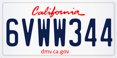 CA license plate 6VWW344