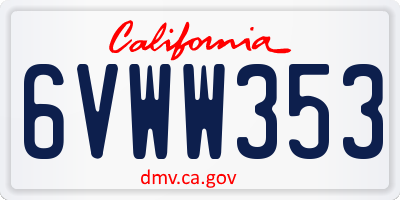 CA license plate 6VWW353