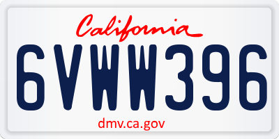 CA license plate 6VWW396