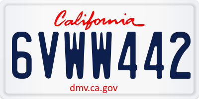 CA license plate 6VWW442